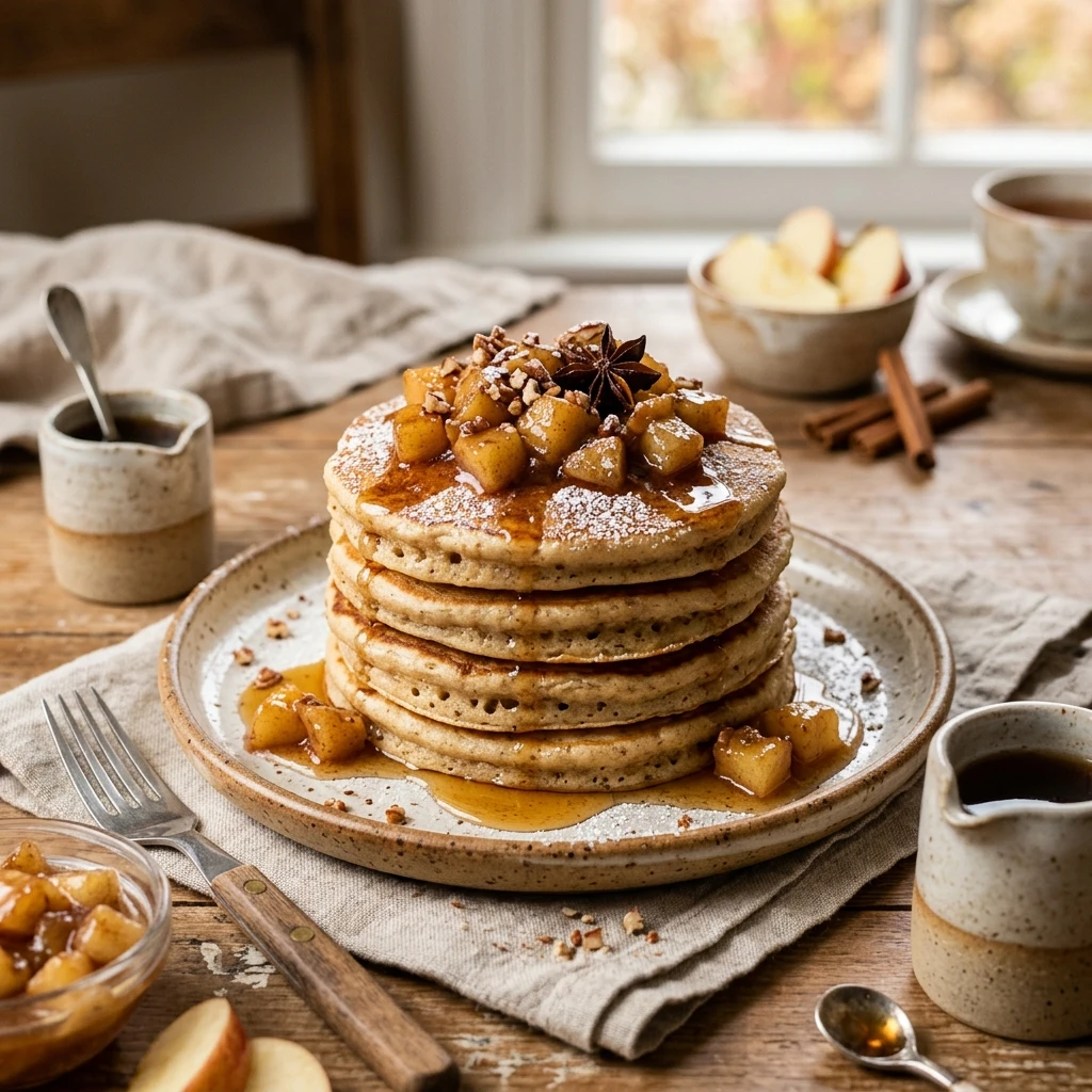 Fall Apple Pancakes Fluffy Cinnamon Easy Perfect Stack