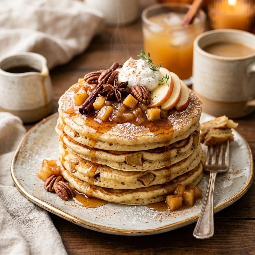 Fall Cinnamon Apple Pancakes Fluffy Easy Perfect Stack Brunch