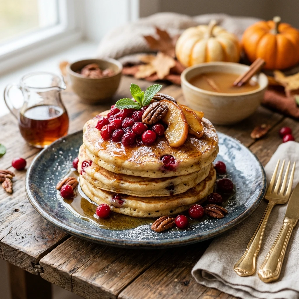 Fall Cranberry Pancakes Easy Fluffy Stacks Pumpkin Apple Cider