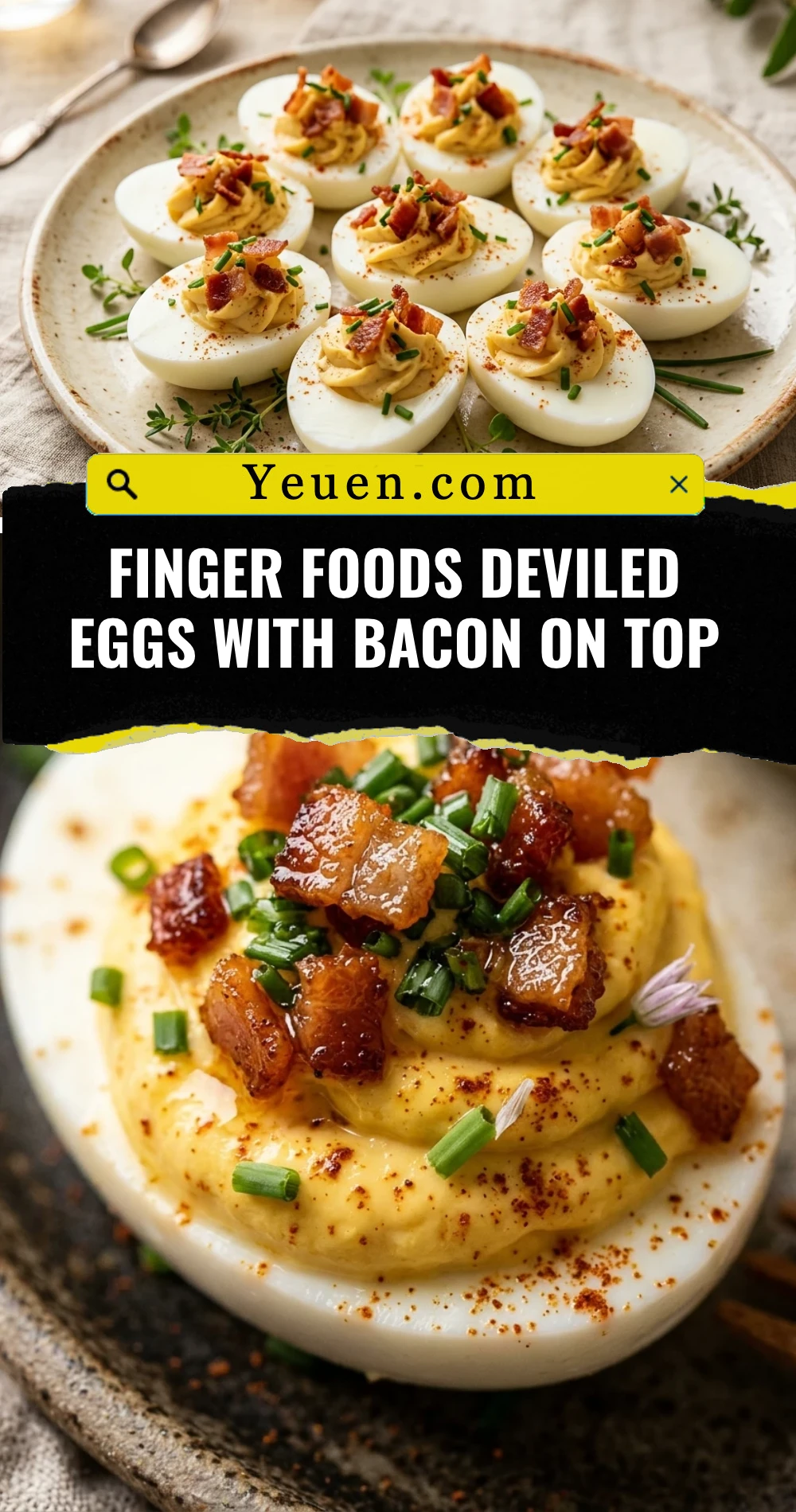 Finger Foods Deviled Eggs With Bacon On Top