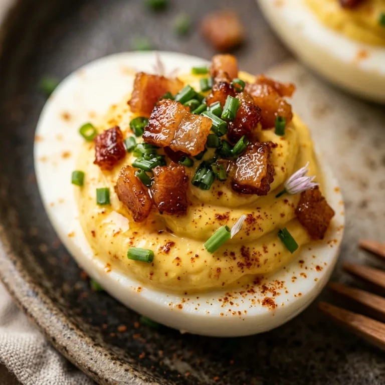 Finger Foods Deviled Eggs With Bacon On Top