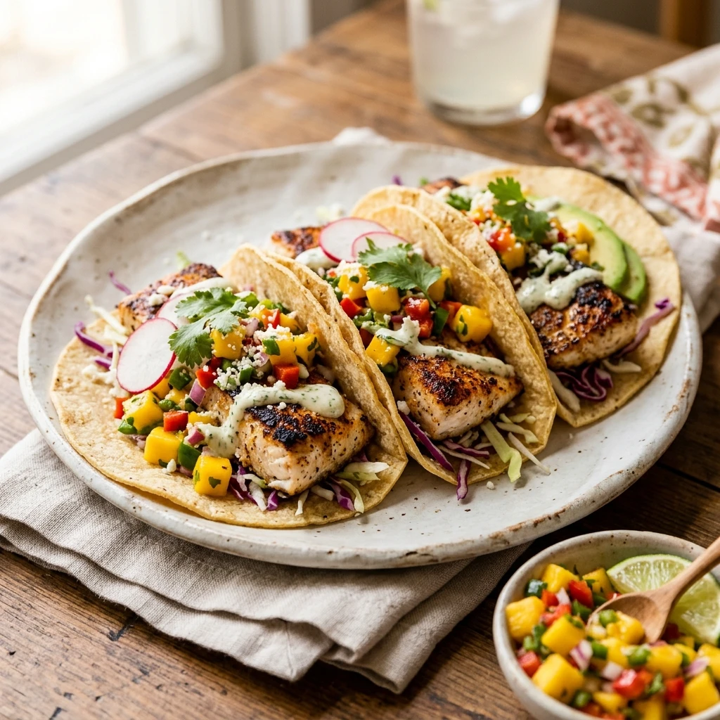Fish Tacos With Mango Salsa Easy 20 Minute Seafood Ultimate Recipe Healthy