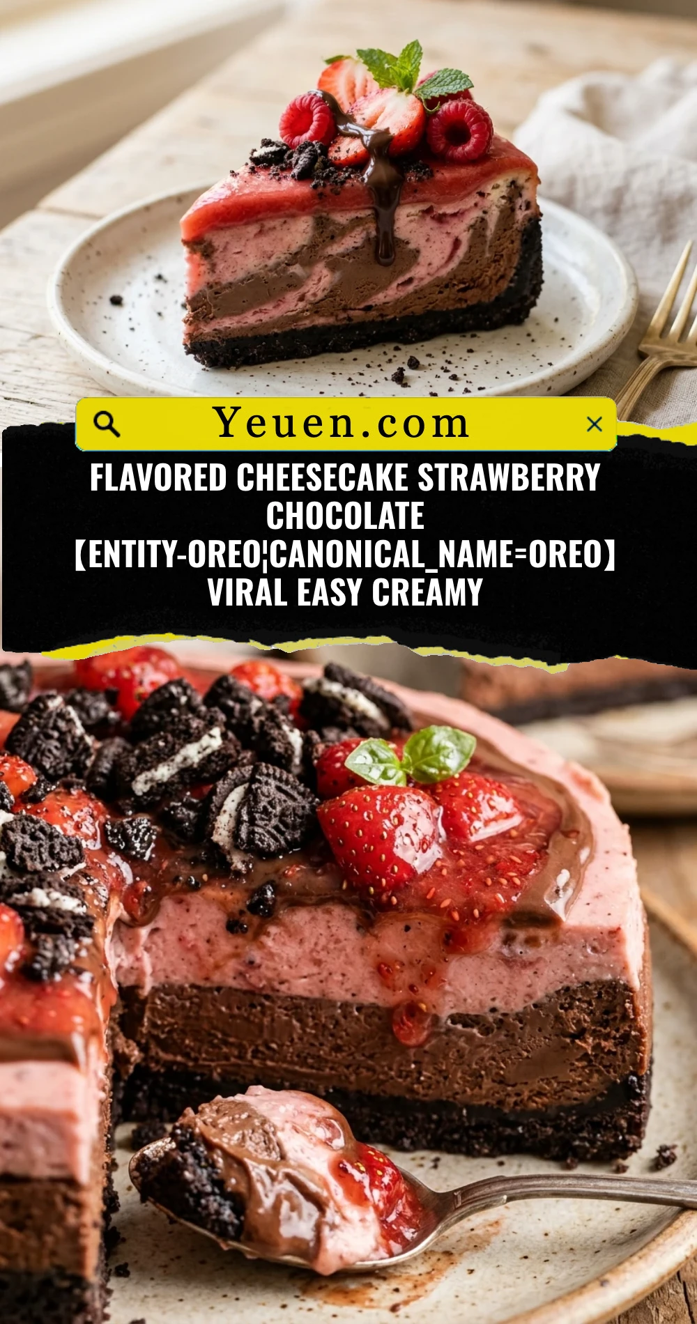 Flavored Cheesecake Strawberry Chocolate 【entity-Oreo¦canonical_name=Oreo】 Viral Easy Creamy