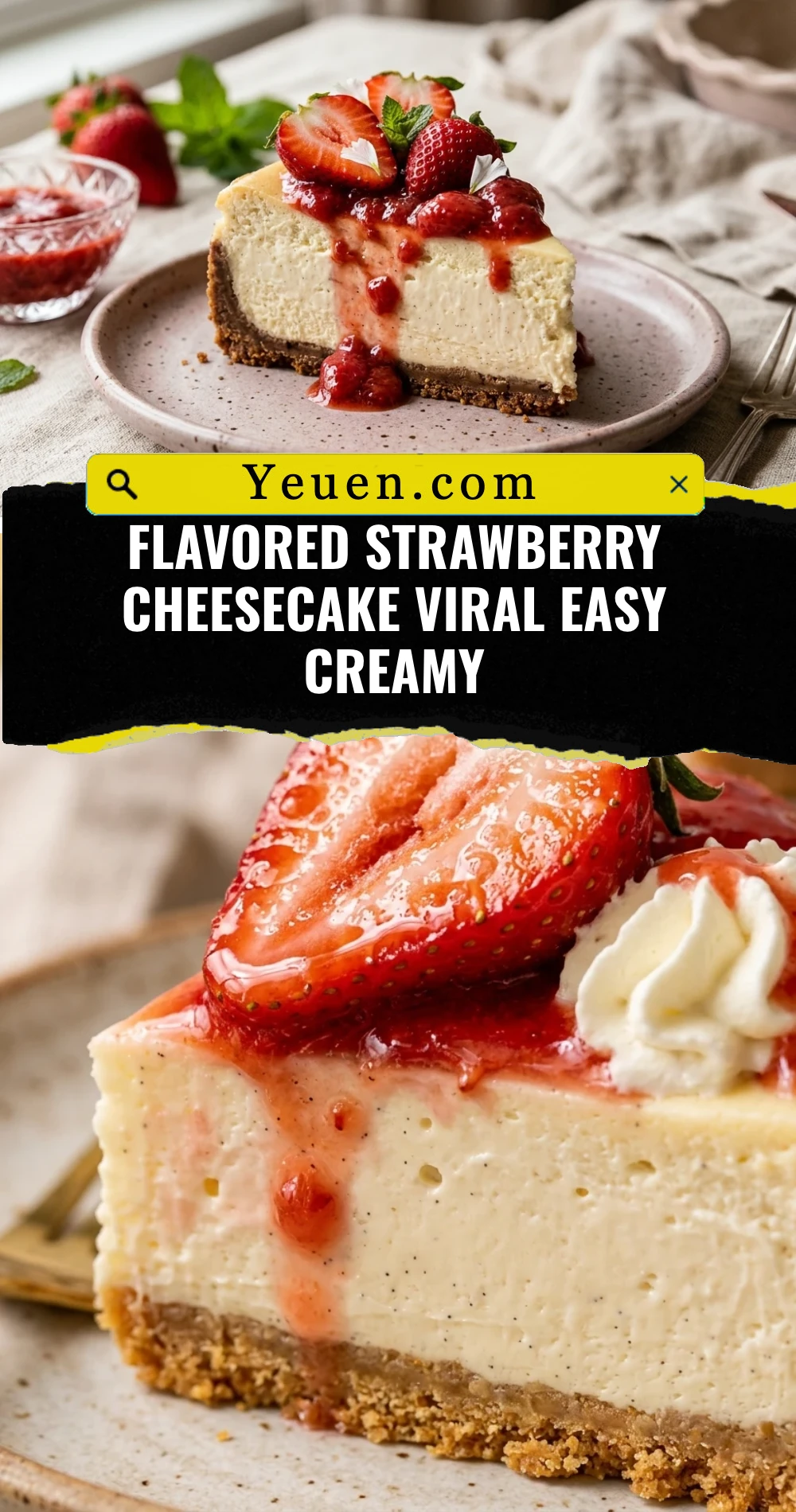 Flavored Strawberry Cheesecake Viral Easy Creamy