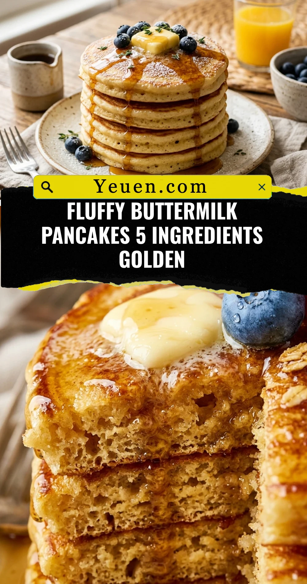 Fluffy Buttermilk Pancakes 5 Ingredients Golden
