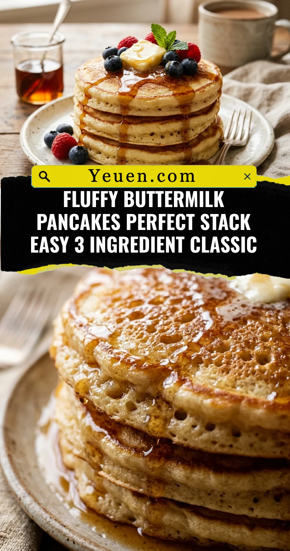 Fluffy Buttermilk Pancakes Perfect Stack Easy 3 Ingredient Classic