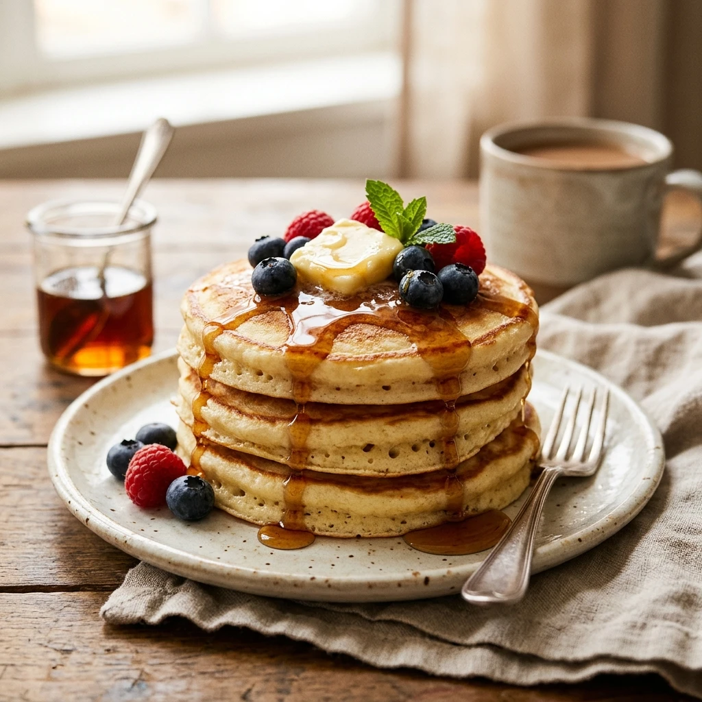 Fluffy Buttermilk Pancakes Perfect Stack Easy 3 Ingredient Classic