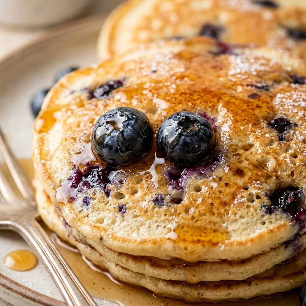 Fluffy Buttermilk Pancakes With Blueberries Easy Perfect Stack