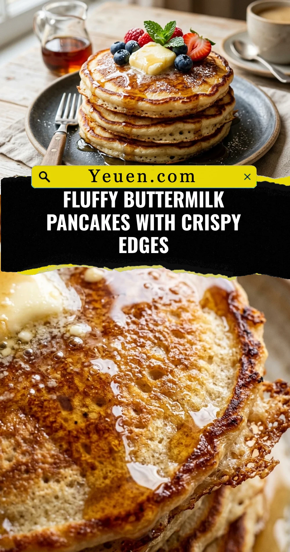 Fluffy Buttermilk Pancakes With Crispy Edges