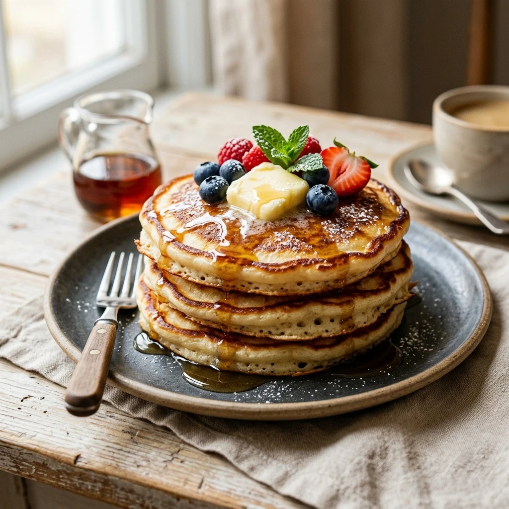 Fluffy Buttermilk Pancakes With Crispy Edges