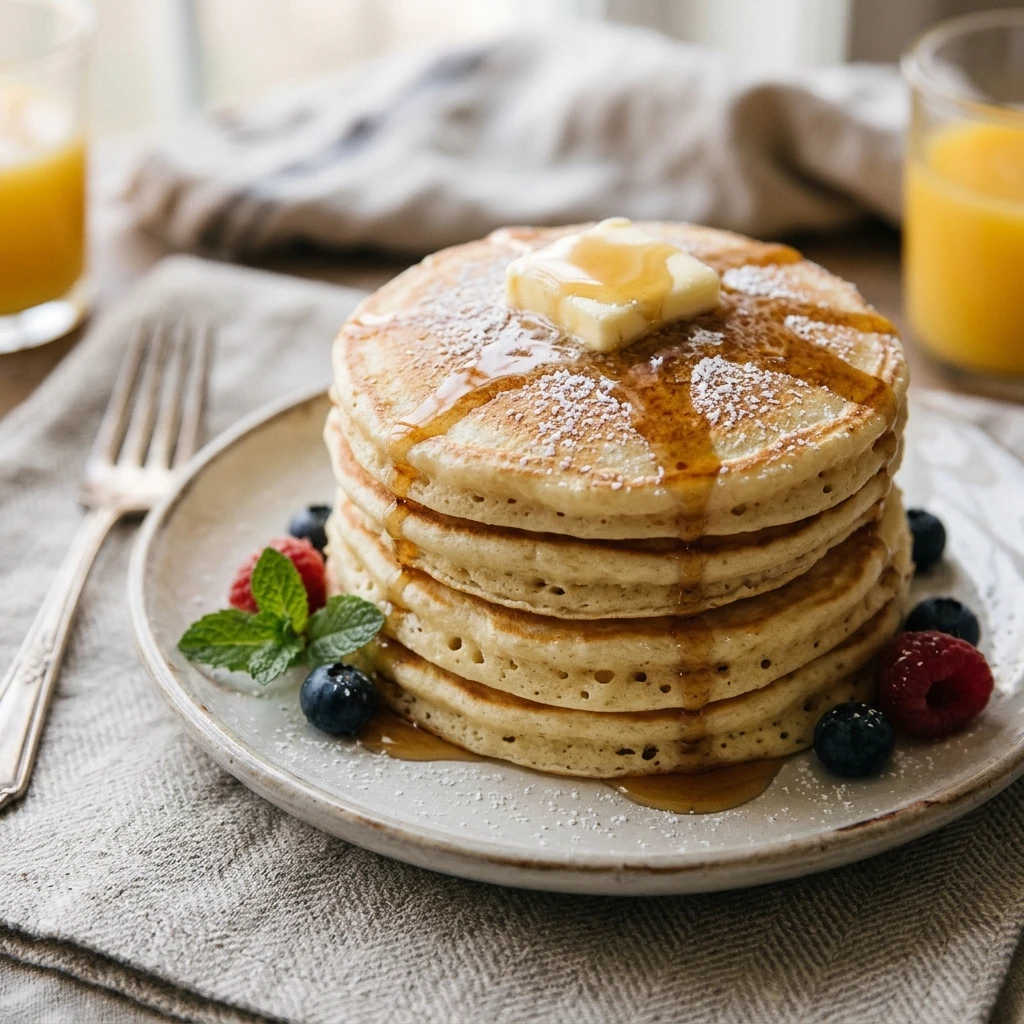 Fluffy Classic Buttermilk Pancakes Stack Easy Golden 3 Ingredient