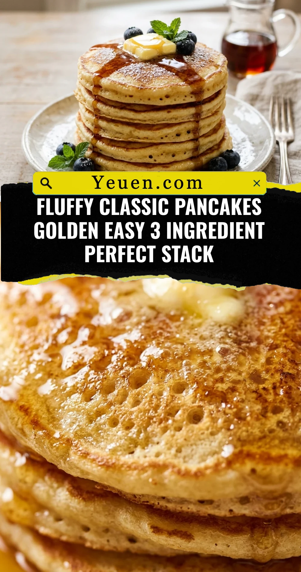 Fluffy Classic Pancakes Golden Easy 3 Ingredient Perfect Stack