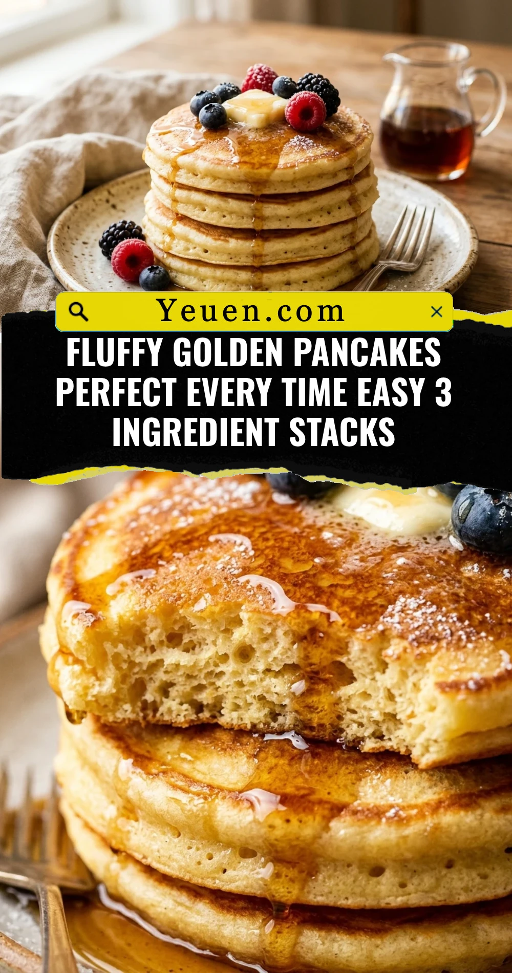 Fluffy Golden Pancakes Perfect Every Time Easy 3 Ingredient Stacks