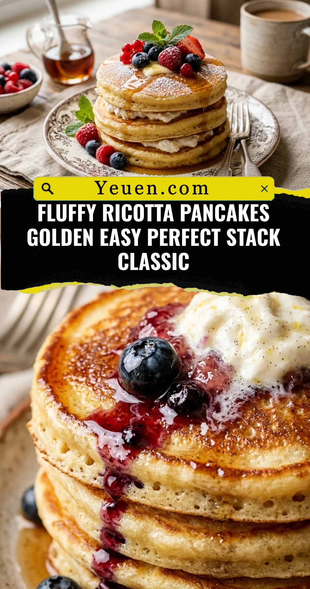 Fluffy Ricotta Pancakes Golden Easy Perfect Stack Classic