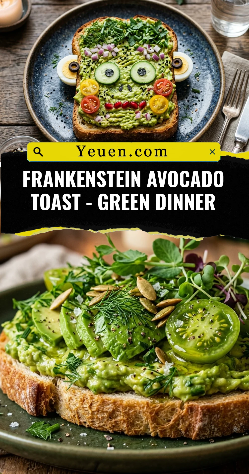 Frankenstein Avocado Toast - Green Dinner