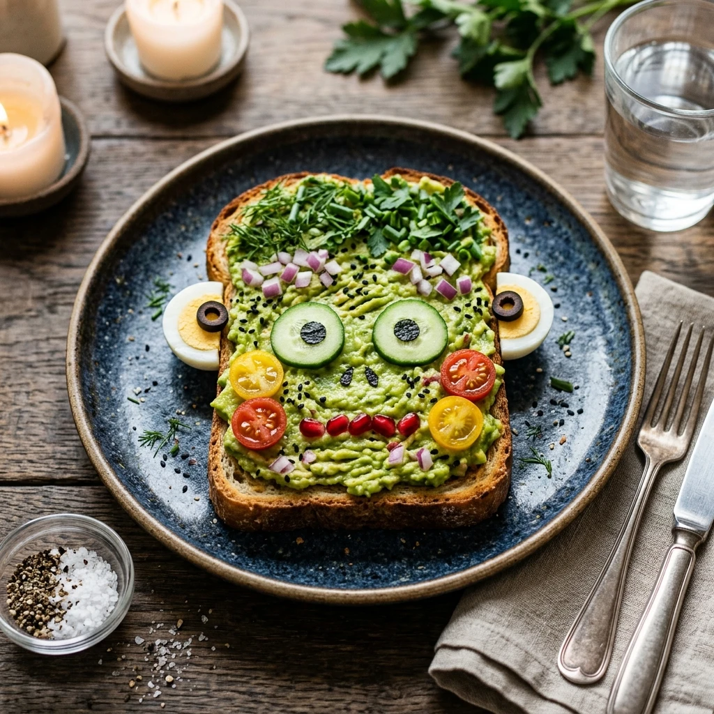 Frankenstein Avocado Toast - Green Dinner