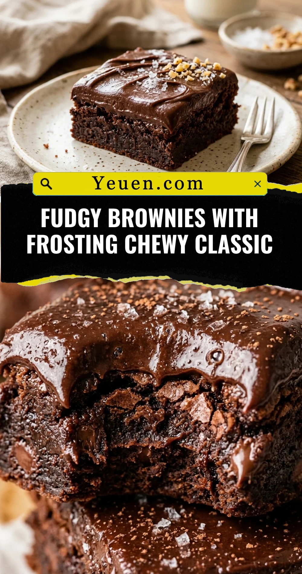 Fudgy Brownies With Frosting Chewy Classic