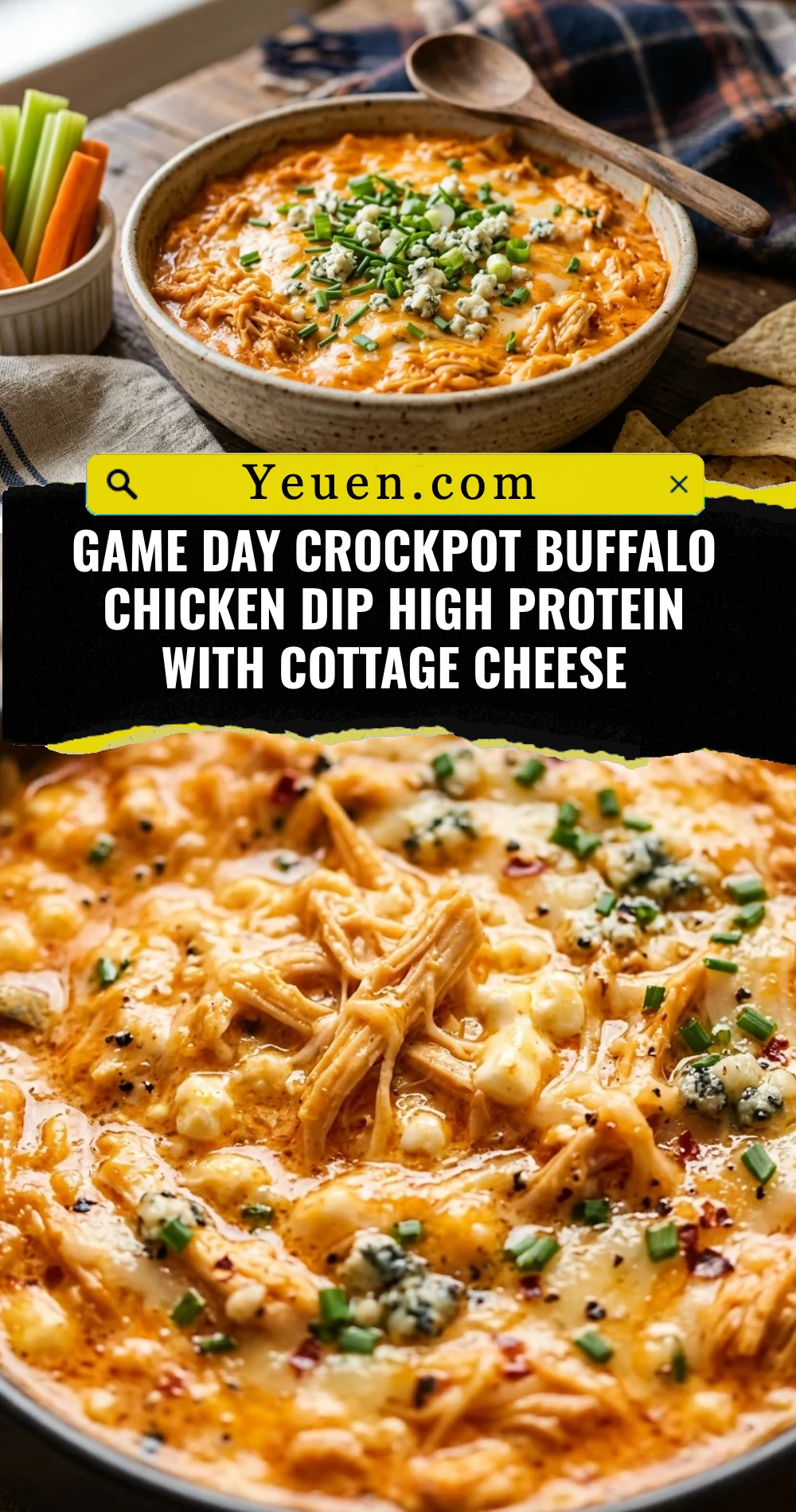 Game Day Crockpot Buffalo Chicken Dip High Protein With Cottage Cheese