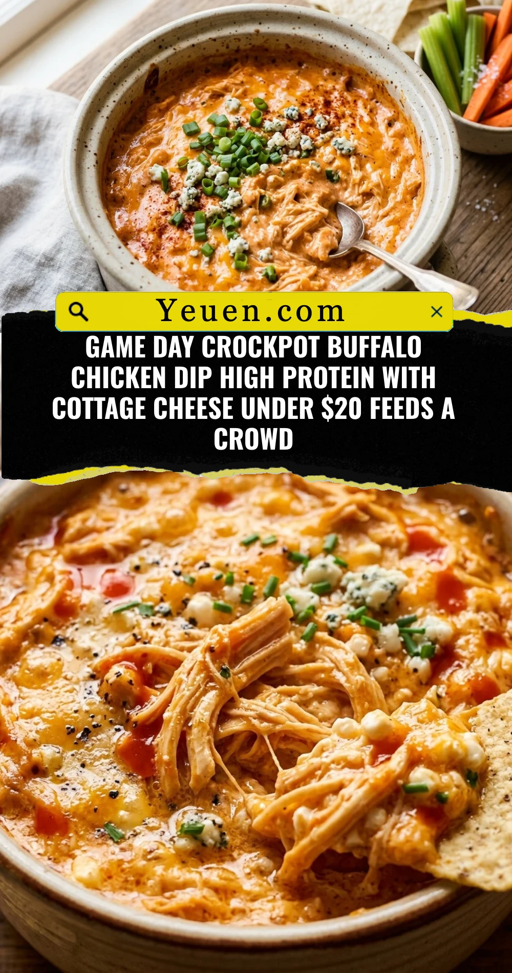 Game Day Crockpot Buffalo Chicken Dip High Protein With Cottage Cheese Under $20 Feeds A Crowd