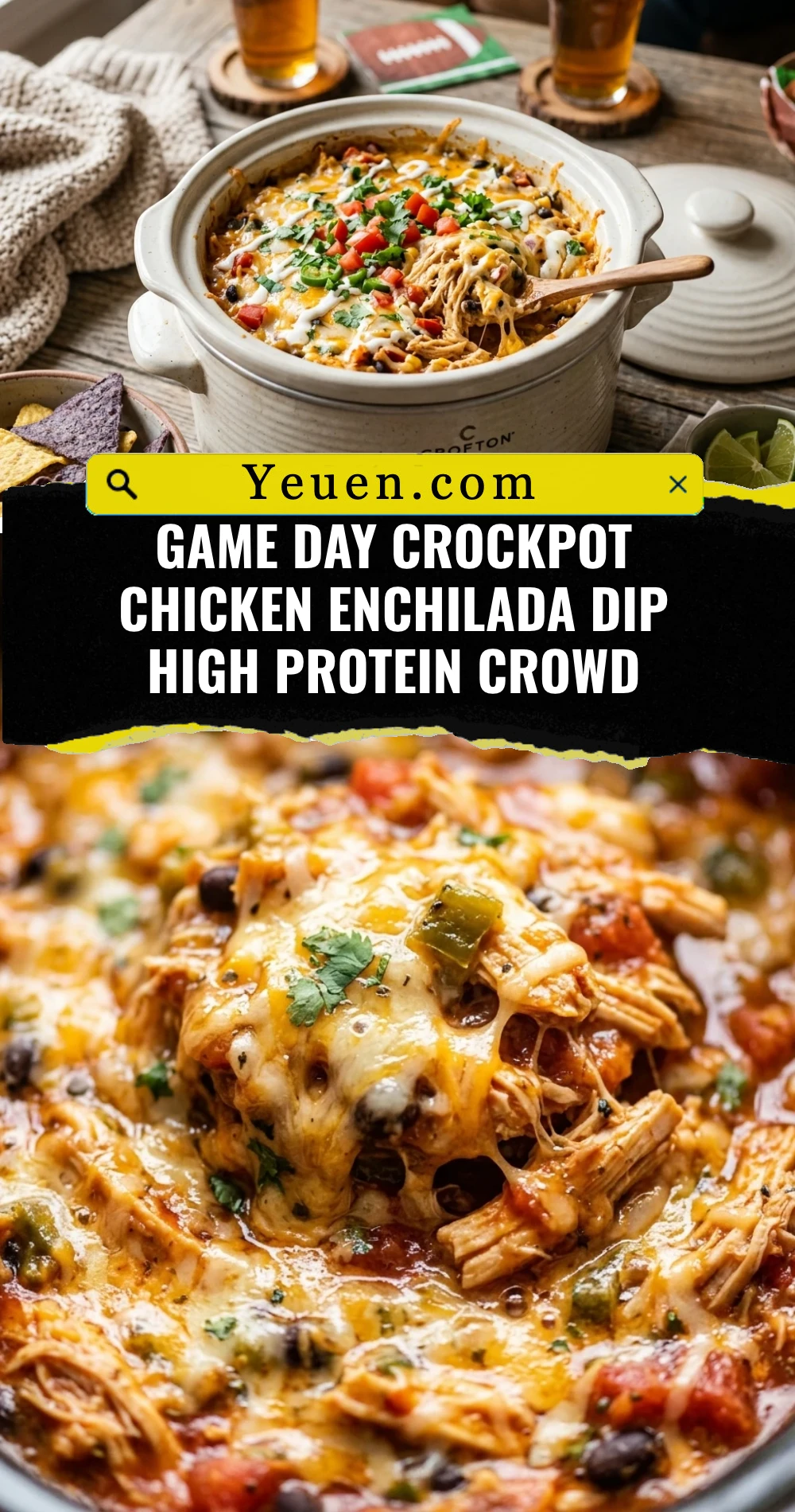 Game Day Crockpot Chicken Enchilada Dip High Protein Crowd