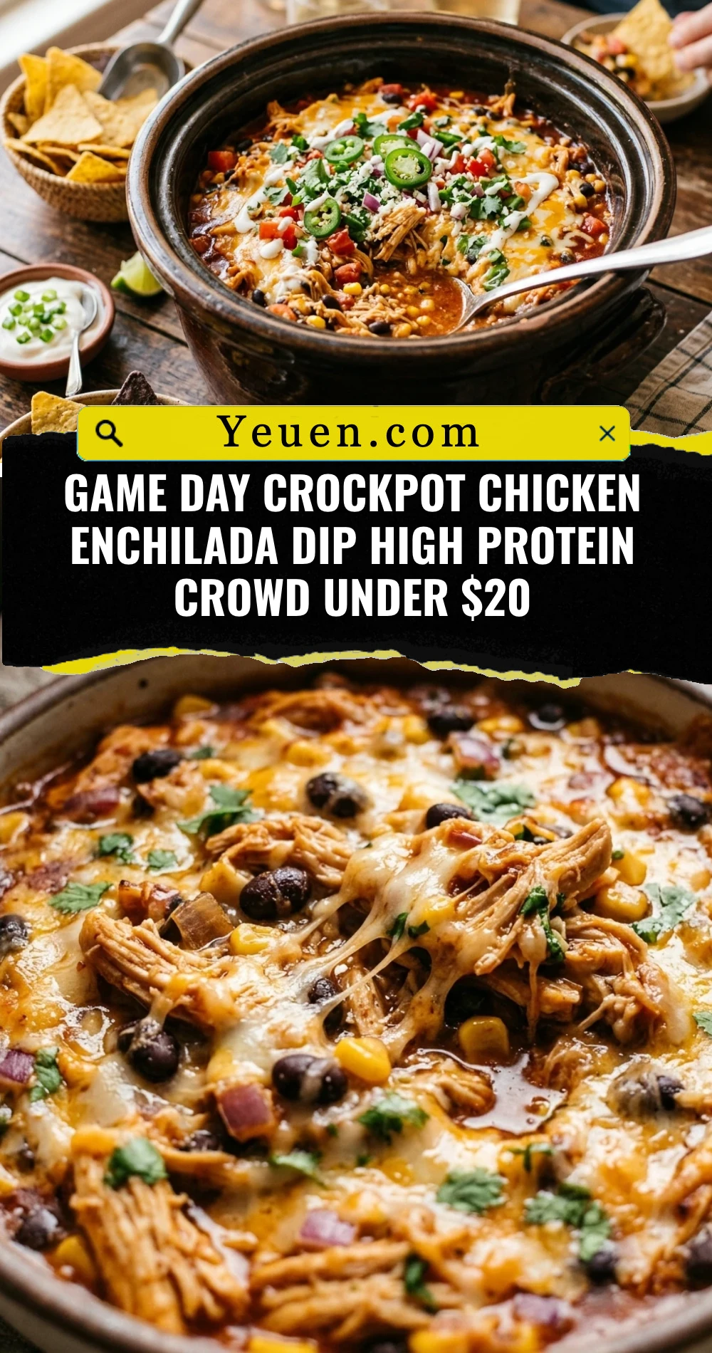 Game Day Crockpot Chicken Enchilada Dip High Protein Crowd Under $20