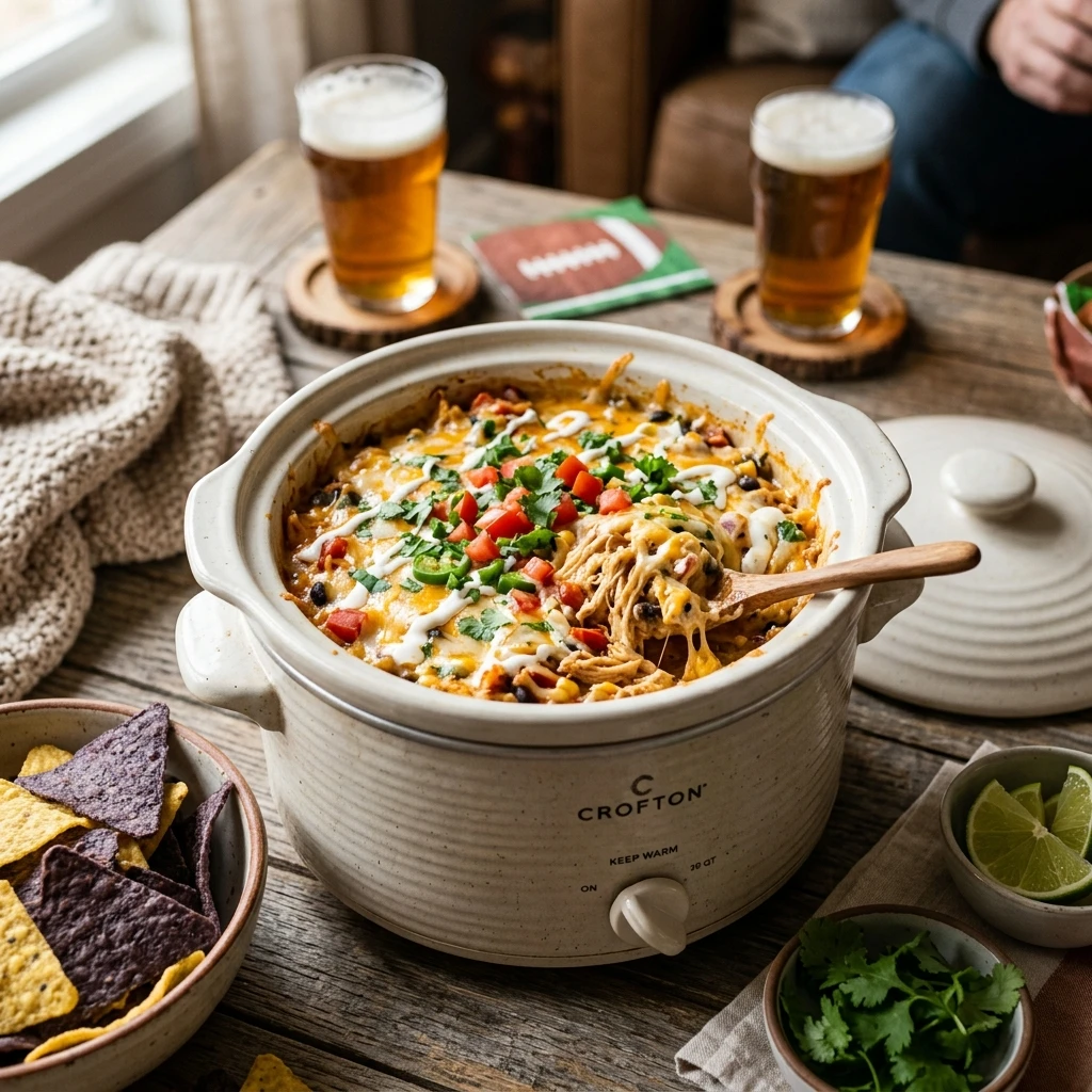 Game Day Crockpot Chicken Enchilada Dip High Protein Crowd