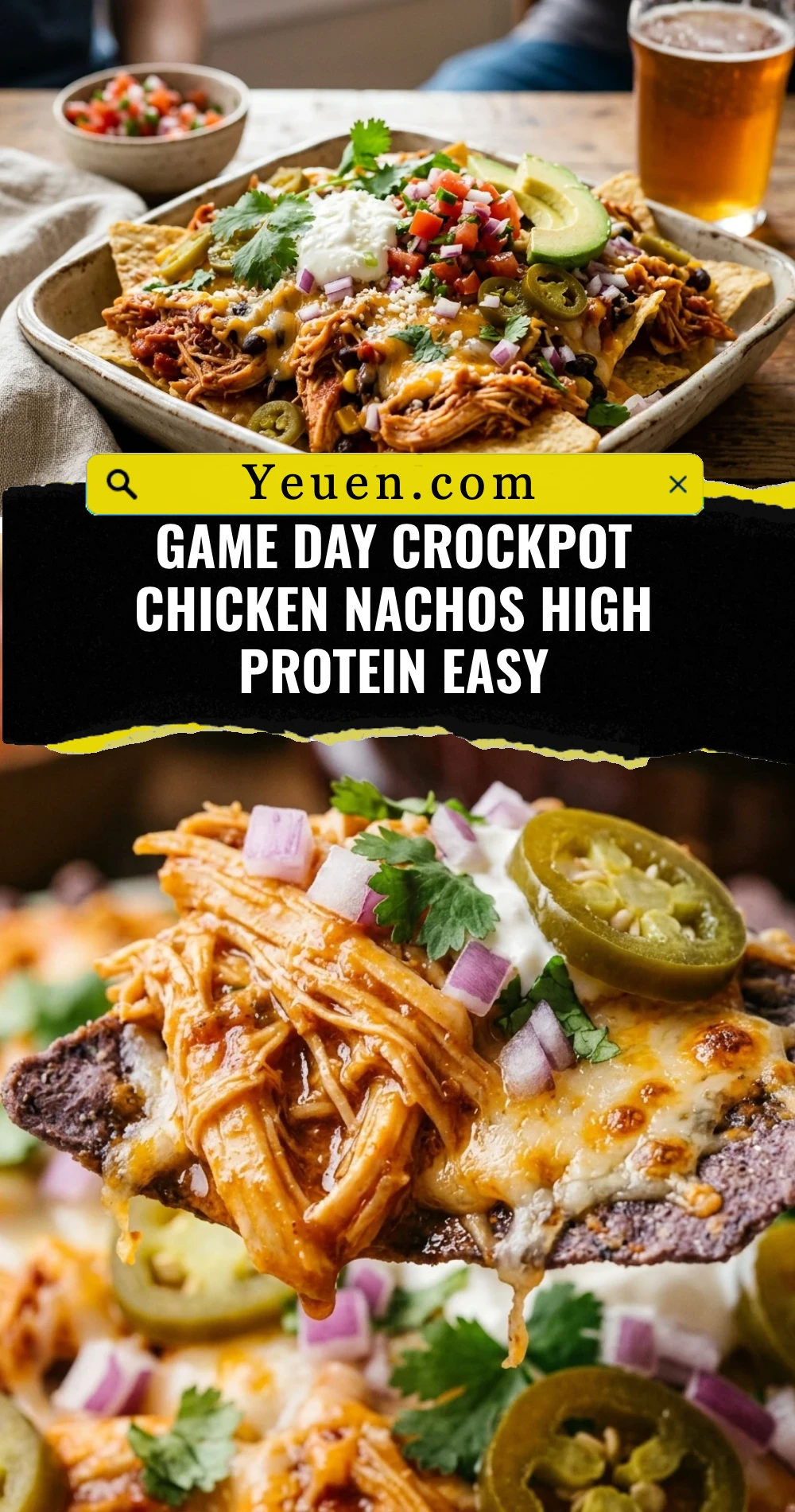 Game Day Crockpot Chicken Nachos High Protein Easy