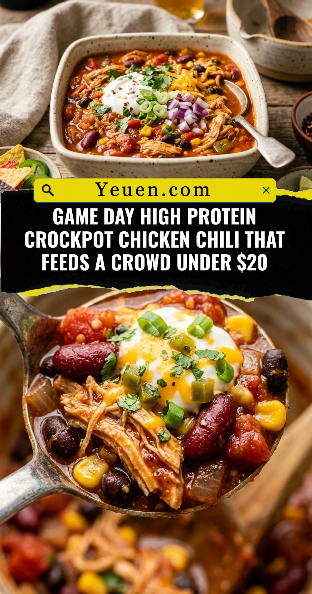 Game Day High Protein Crockpot Chicken Chili That Feeds A Crowd Under $20