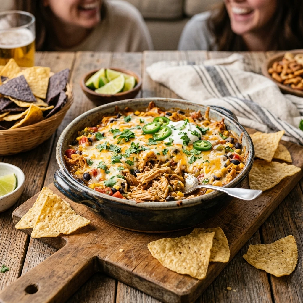 Game Day Slow Cooker Chicken And Cheese Quesadilla Dip High Protein Under $20 Feeds A Crowd