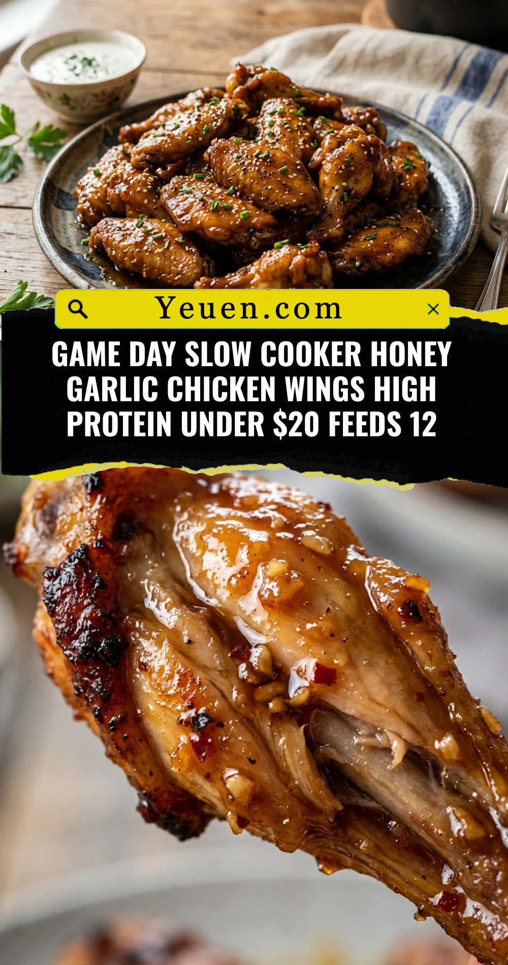 Game Day Slow Cooker Honey Garlic Chicken Wings High Protein Under $20 Feeds 12