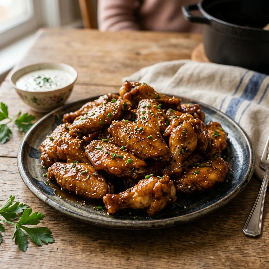 Game Day Slow Cooker Honey Garlic Chicken Wings High Protein Under $20 Feeds 12