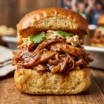 Game Day Slow Cooker Pulled Chicken Sandwiches High Protein