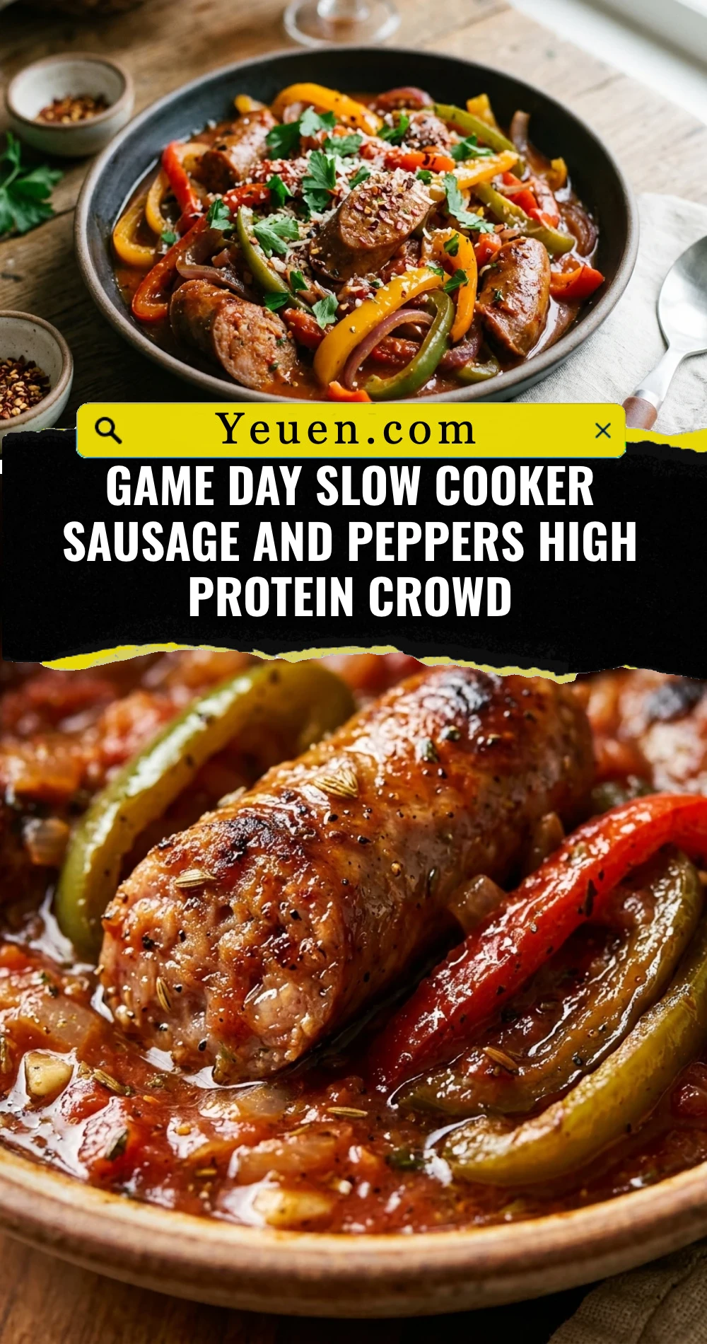Game Day Slow Cooker Sausage And Peppers High Protein Crowd