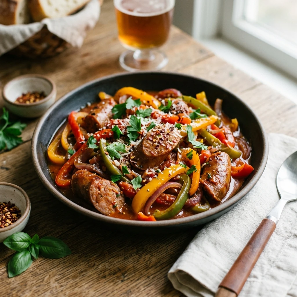 Game Day Slow Cooker Sausage And Peppers High Protein Crowd