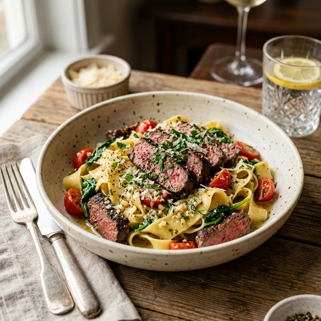 Garlic Butter Steak Pasta in 25 Minutes