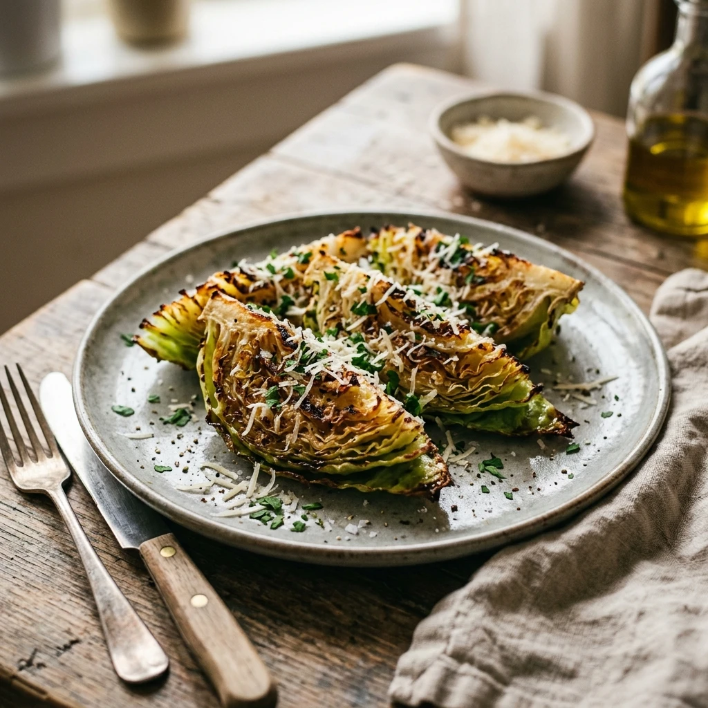 Garlic Parmesan Roasted Cabbage Wedges Crispy