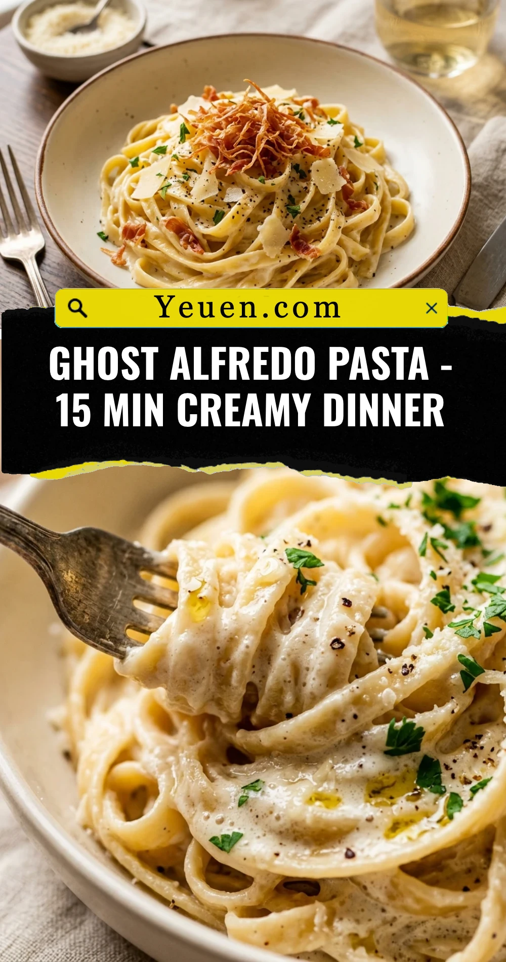 Ghost Alfredo Pasta - 15 Min Creamy Dinner