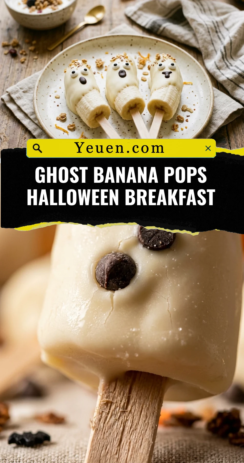 Ghost Banana Pops Halloween Breakfast