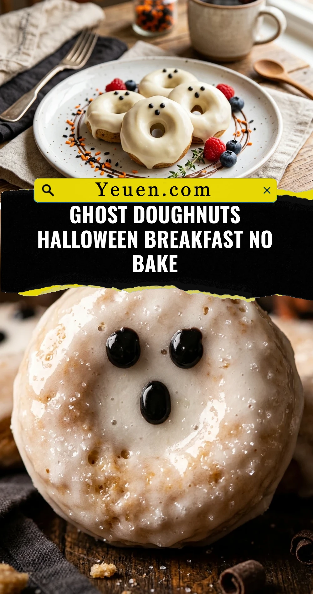 Ghost Doughnuts Halloween Breakfast No Bake