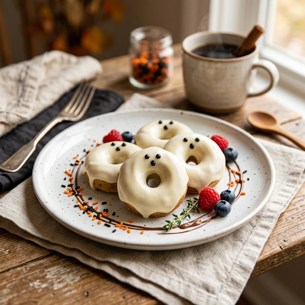 Ghost Doughnuts Halloween Breakfast No Bake
