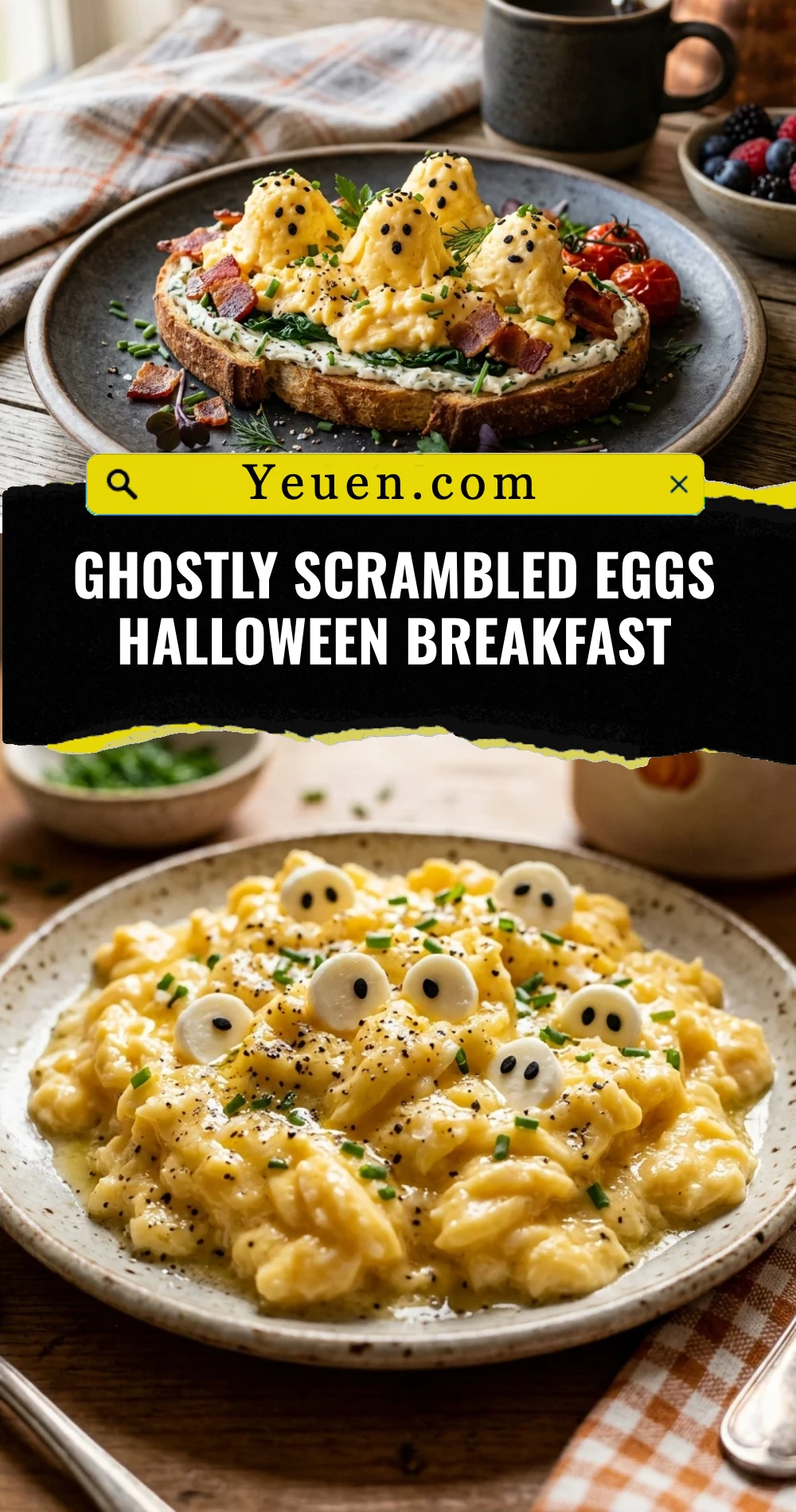 Ghostly Scrambled Eggs Halloween Breakfast