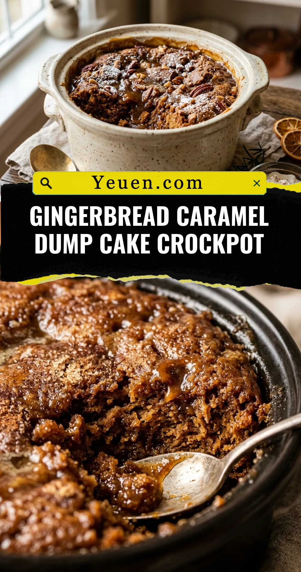 Gingerbread Caramel Dump Cake Crockpot