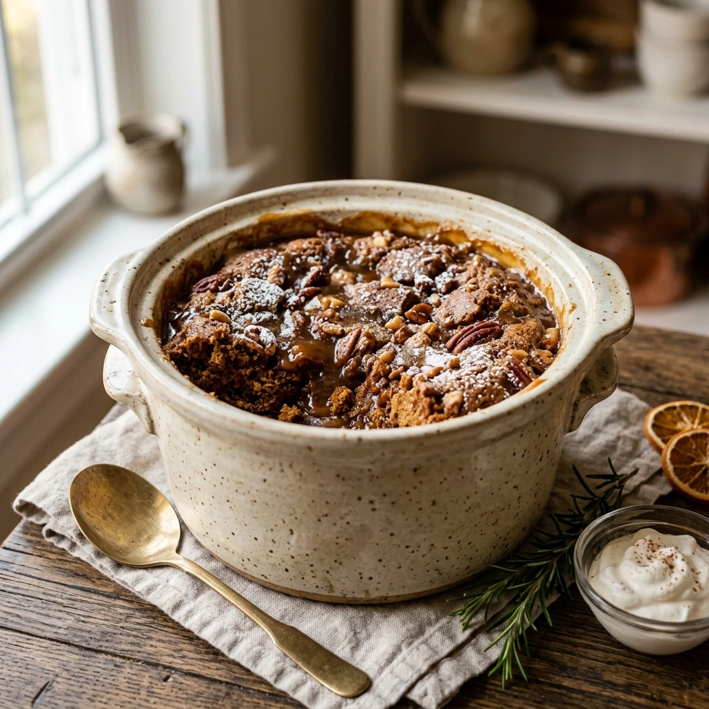 Gingerbread Caramel Dump Cake Crockpot