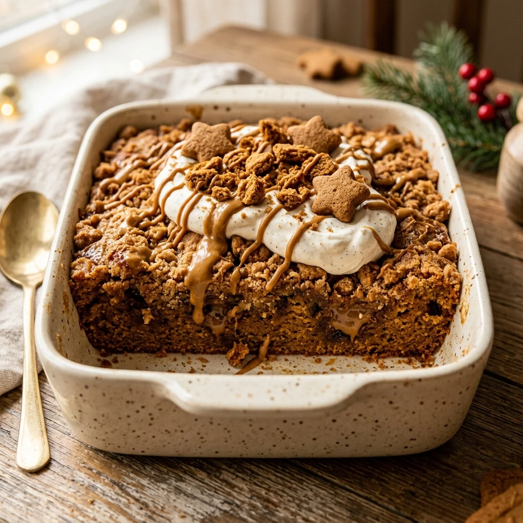 Gingerbread Cookie Butter Dump Cake Holiday