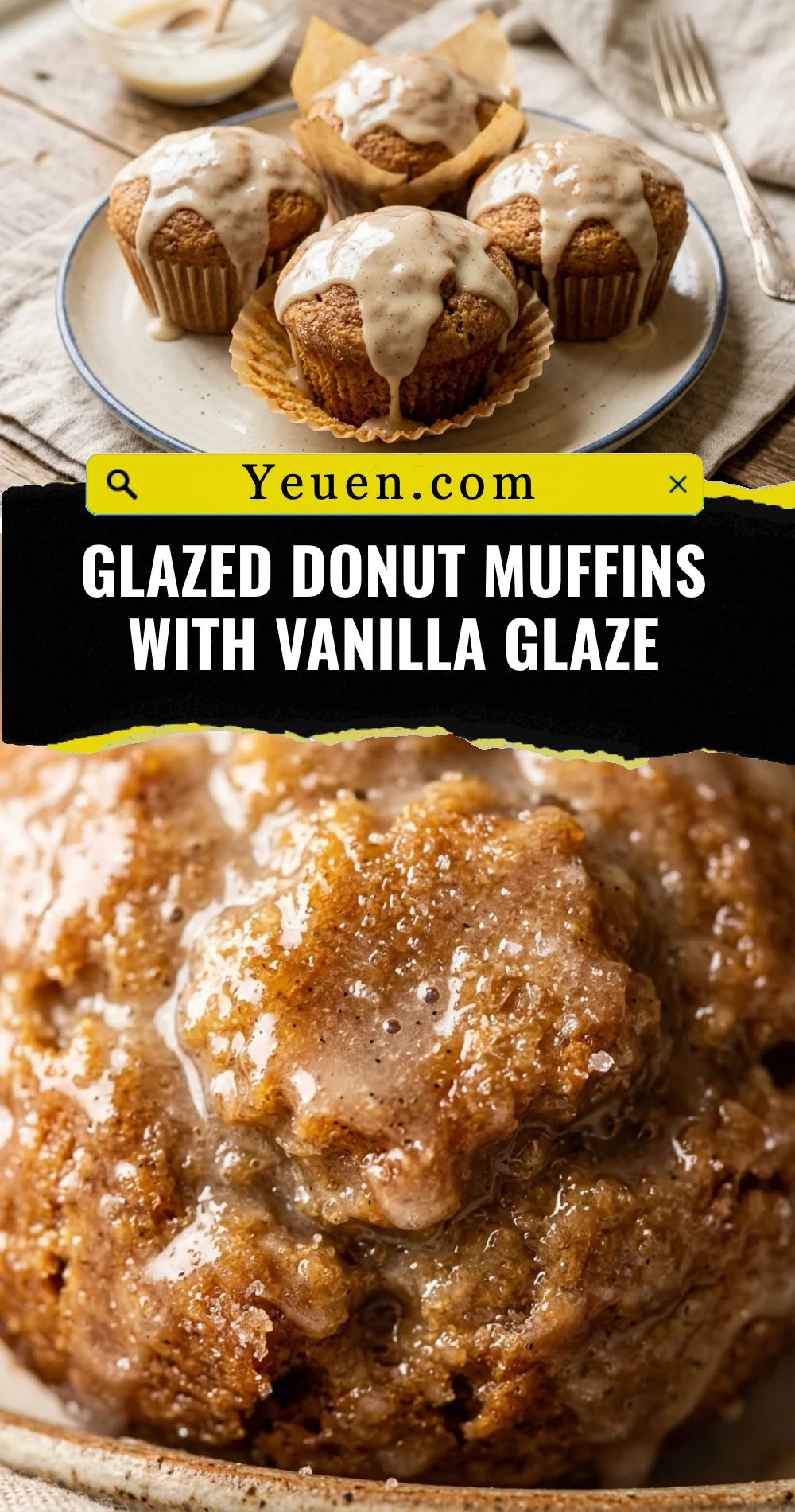 Glazed Donut Muffins with Vanilla Glaze