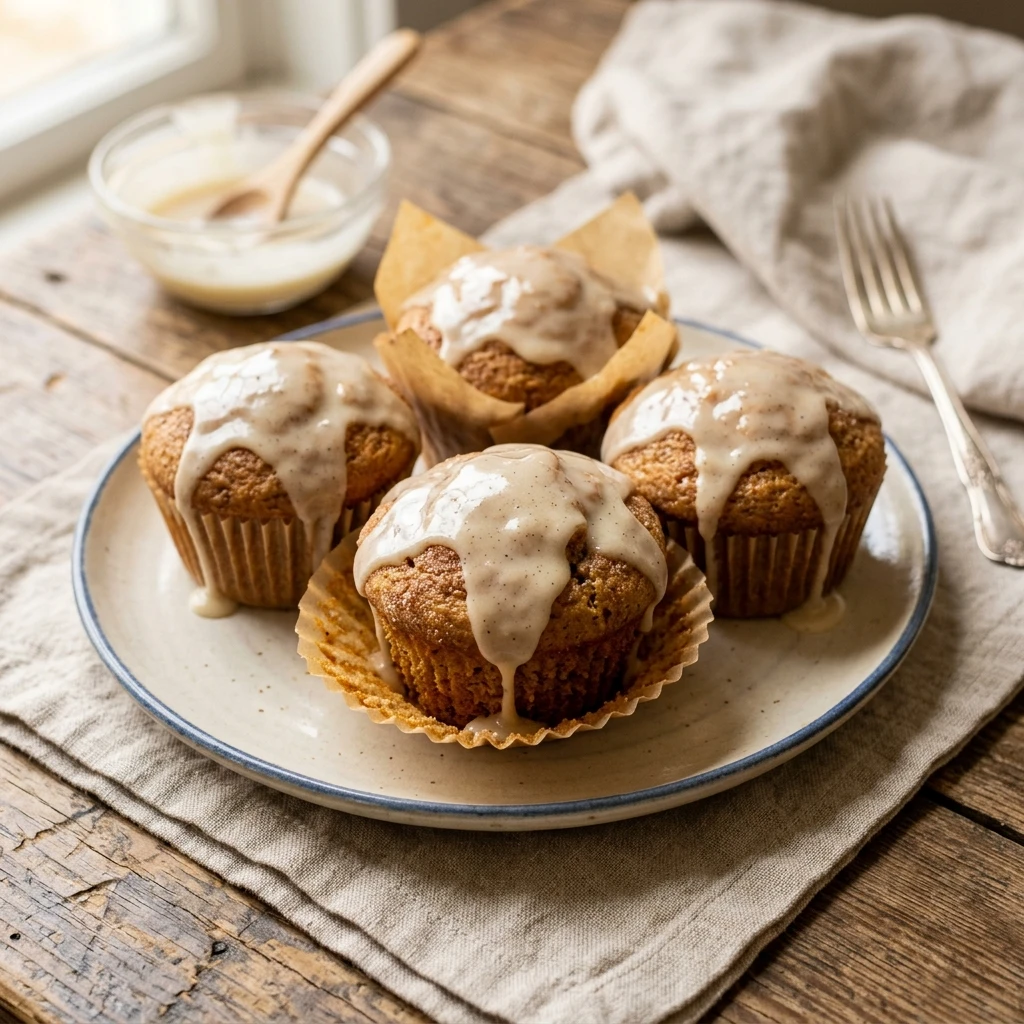Glazed Donut Muffins with Vanilla Glaze
