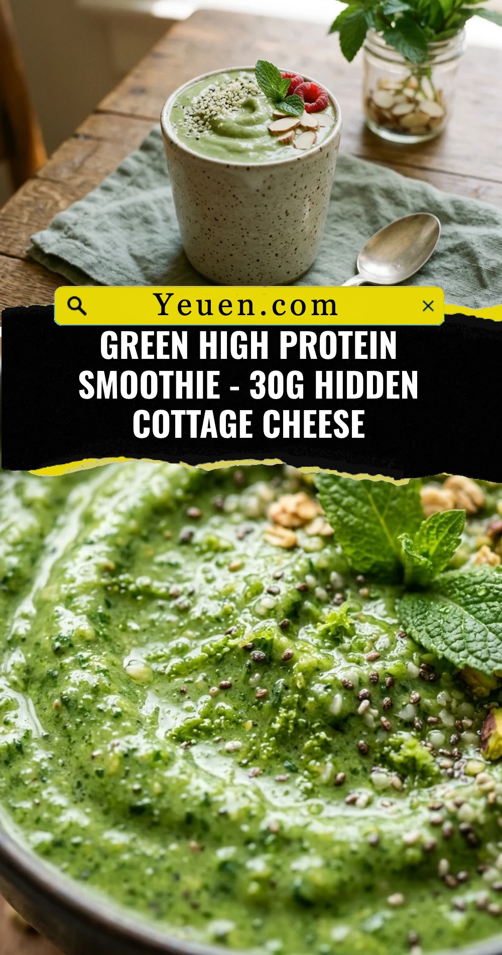 Green High Protein Smoothie - 30g Hidden Cottage Cheese