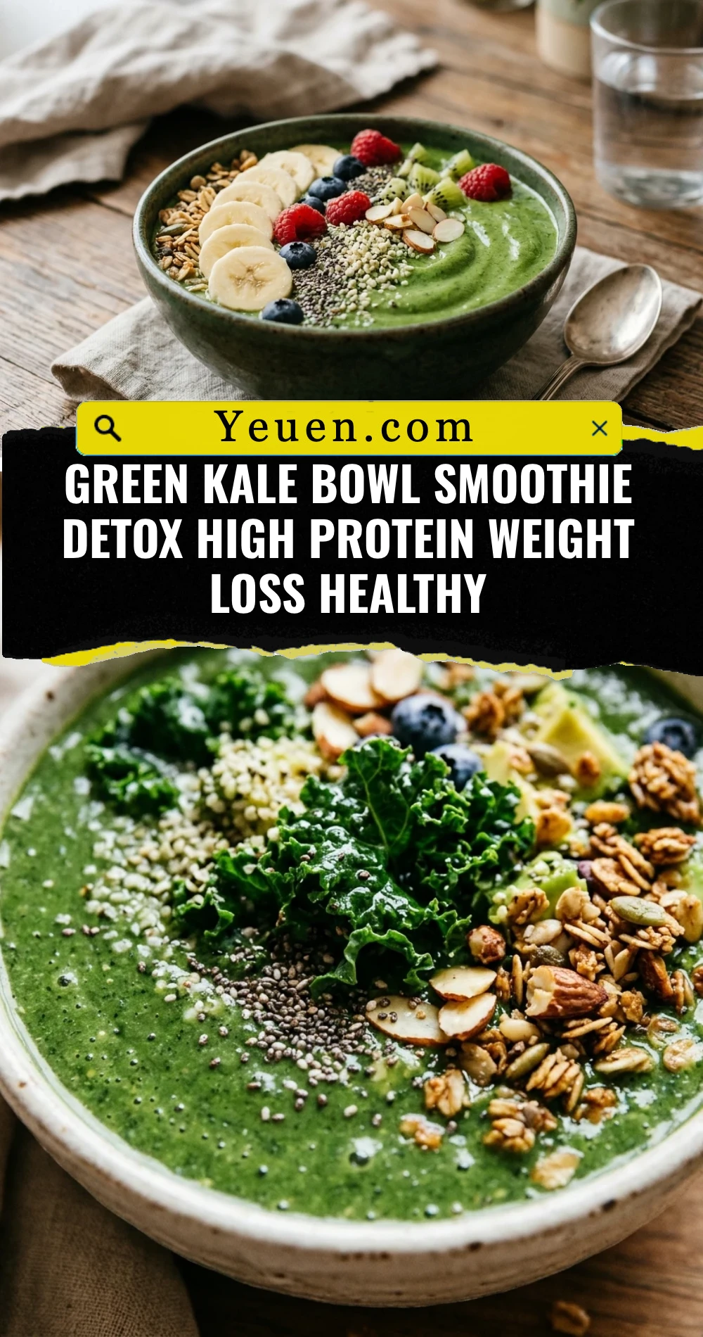 Green Kale Bowl Smoothie Detox High Protein Weight Loss Healthy