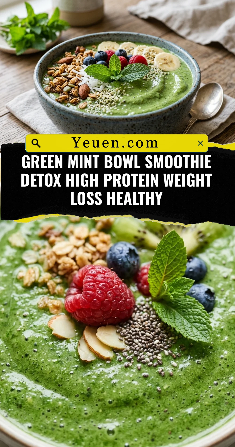 Green Mint Bowl Smoothie Detox High Protein Weight Loss Healthy