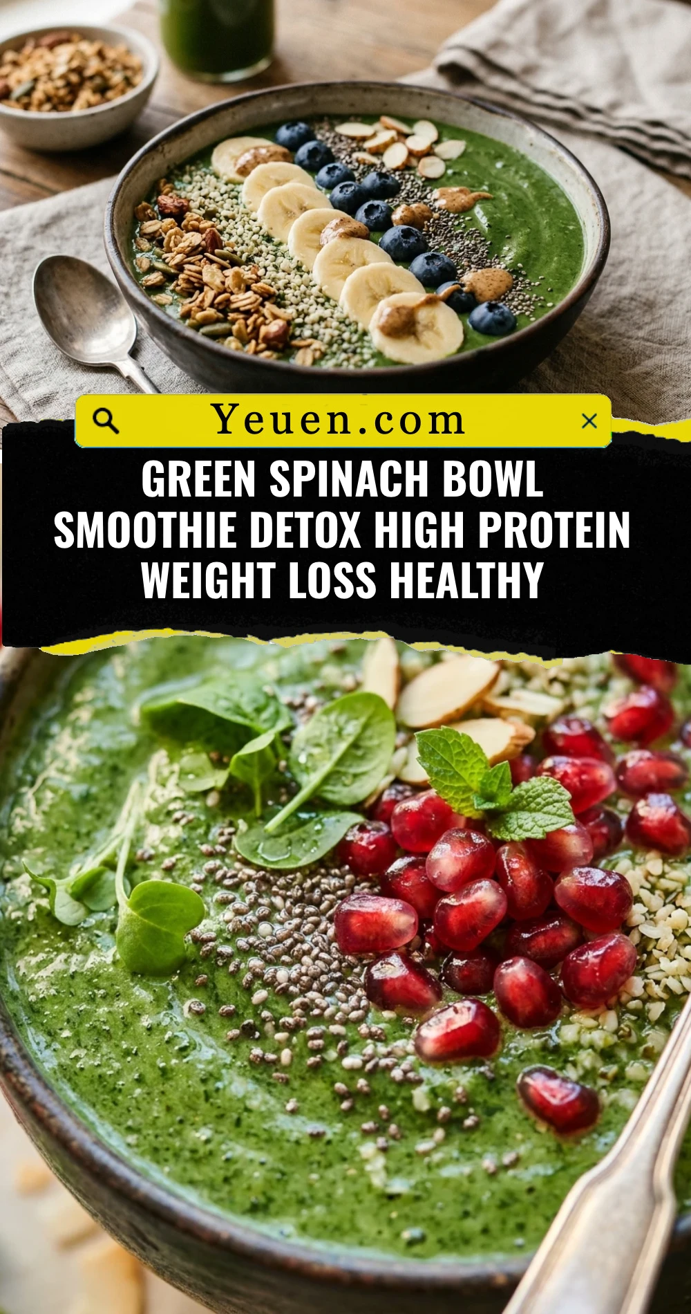 Green Spinach Bowl Smoothie Detox High Protein Weight Loss Healthy